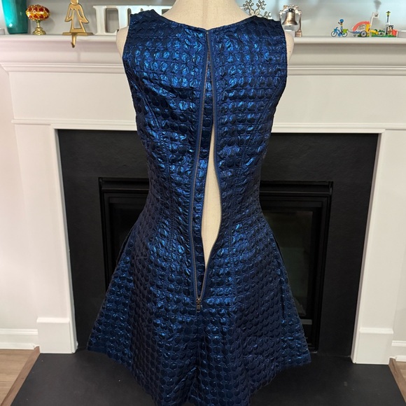 Betsey Johnson Metallic Blue Fit & Flare Dress (Size 4) - Picture 7 of 10